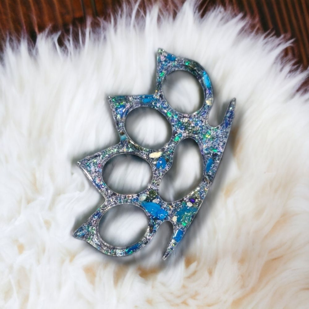 Blue Clear Floral Resin Decorative Keychain Accessory (Z083)